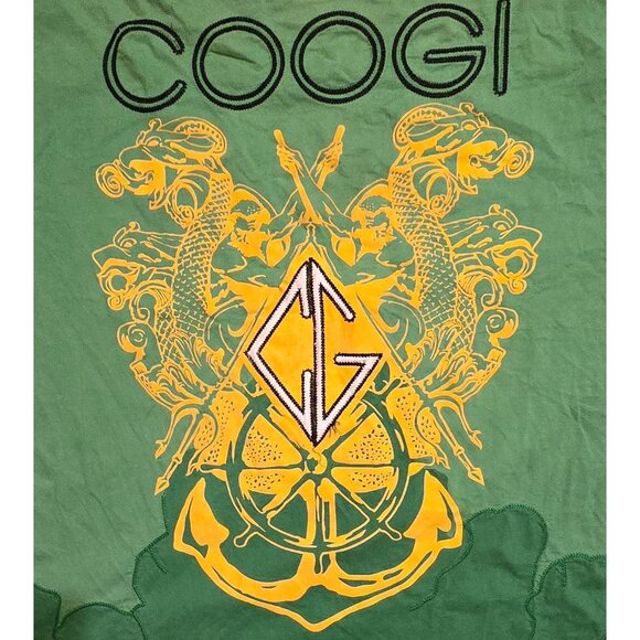 Coogi Mens Graphic T-Shirt 4XL Green Yellow Dragon Nautical Design Short Sleeve - Picture 4 of 10